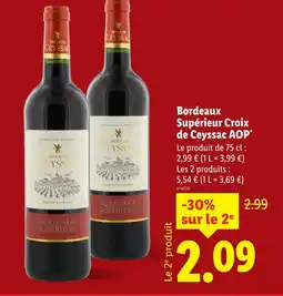 Lidl Croix de ceyssac bordeaux supérieur aop offre