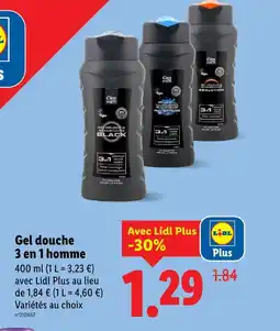 Lidl Cien gel douche 3 en 1 homme offre