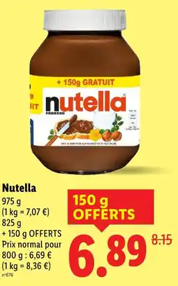 Lidl Nutella pâte à tartiner aux noisettes et au cacao offre