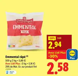 Lidl Chêne d'argent emmental râpé offre