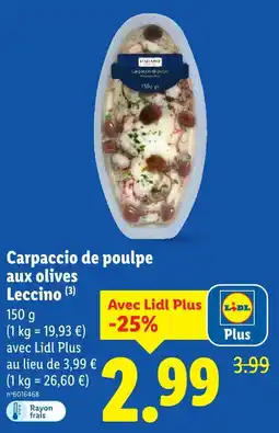 Lidl Italiamo carpaccio de poulpe aux olives leccino offre