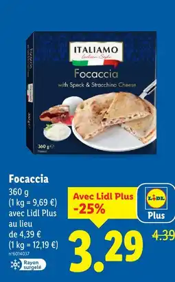 Lidl Italiamo focaccia with speck & stracchino cheese offre