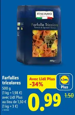 Lidl Italiamo farfalle tricolore offre