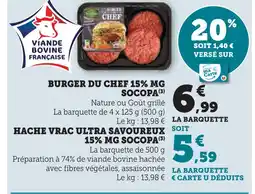U Express Socopa burger du chef 15% mg offre