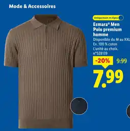 Lidl Esmara men men polo premium homme offre
