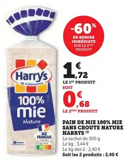 U Express Harry's pain de mie 100% mie sans croûte nature offre