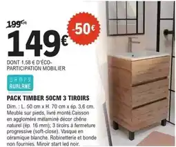E.Leclerc Brico Dim - pack timber 50cm 3 tiroirs offre
