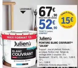 E.Leclerc Brico E.leclerc - peinture blanc couvrant julien offre
