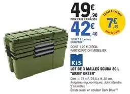 E.Leclerc Brico Dim - lot de 3 malles scuba 80 l army green offre