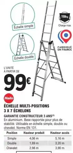 E.Leclerc Brico Hailo - echelle multi-positions 3 x 7 echelons offre