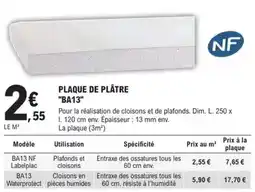 E.Leclerc Brico Dim - plaque de plátre ba13 offre