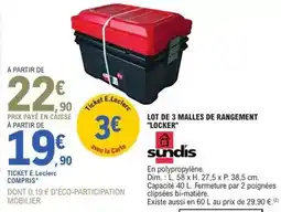 E.Leclerc Brico E.leclerc - lot de 3 malles de rangement locker offre