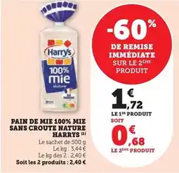 Hyper U Harry's - pain de mie 100% mie sans croute nature offre