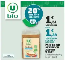 Hyper U U - pain de mie sandwich nature bio offre