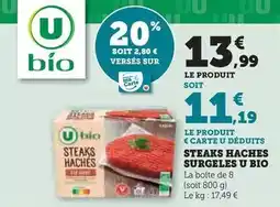 Hyper U U bio - steaks haches surgeles offre