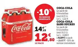 Hyper U Coca cola - sans sucres offre