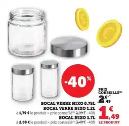 Hyper U Bocal verre nixo offre
