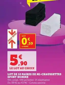 Super U Prix mini - mi-chaussettes sport homme offre