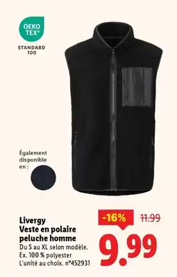 Lidl Livergy Veste en polaire peluche homme offre