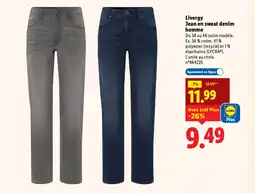 Lidl Livergy Jean en sweat denim homme offre
