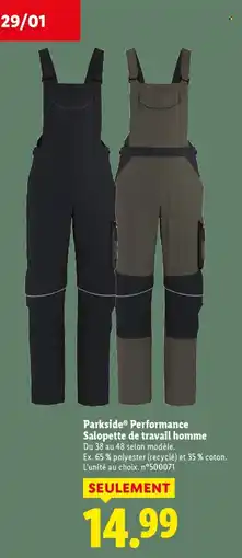 Lidl SILVERCREST Performance Salopette de travail homme offre