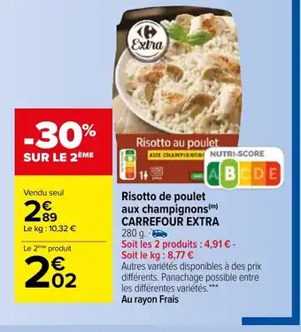 Carrefour Risotto De Poulet Aux Champignons Carrefour Extra offre