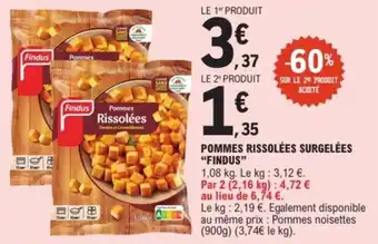 Pommes rissolées surgelées findus