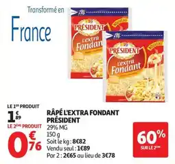 Auchan Supermarché Râpé l'extra fondant président offre