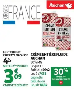 Auchan Supermarché Crème entière fluide auchan offre