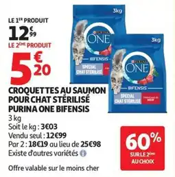 Auchan Supermarché Croquettes au saumon pour chat stérilisé purina one bifensis offre