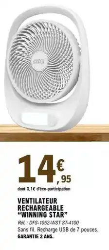 E.Leclerc Ventilateur rechargeable winning sta offre