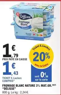 E.Leclerc E.leclerc - fromage blanc nature 3% mat.gr offre