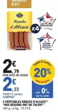 E.Leclerc E.leclerc - 4 veritables knacks d'alsace offre