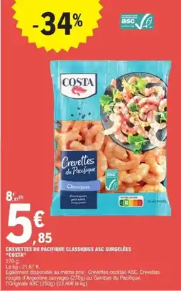 E.Leclerc Costa - crevettes du pacifique classiques asc surgelées offre