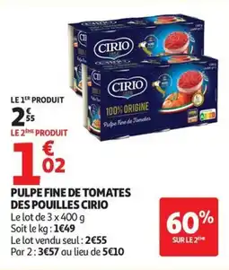 Auchan Supermarché Pulpe fine de tomates des pouilles cirio offre