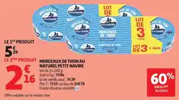 Auchan Supermarché Morceaux de thon au naturel petit navire offre