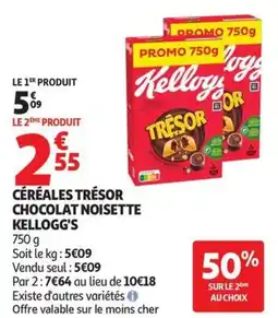 Auchan Supermarché Céréales trésor chocolat noisette kellogg's offre