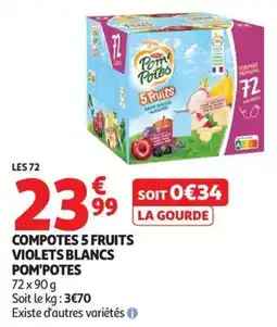 Auchan Supermarché Compotes 5 fruits violets blancs pom'potes offre