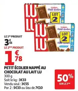 Auchan Supermarché Petit écolier nappé au chocolat au lait lu offre