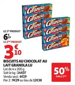 Auchan Supermarché Biscuits au chocolat au lait granola lu offre