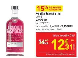 METRO Vodka framboise 38% $ absolut offre