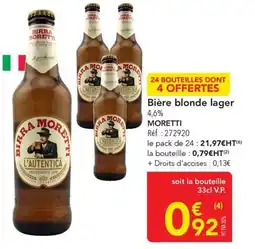 METRO Bière blonde lager 4,6% moretti offre
