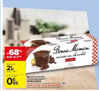 Carrefour Mousse Au Chocola "Format Gourmand Bonne Maman offre
