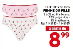Trafic Lot de 2 slips femme ou fille offre