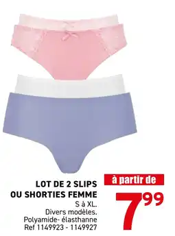 Trafic Lot de 2 slips ou shorties femme offre