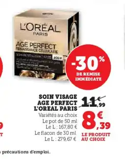 Hyper U L'OREAL PARIS Soin visage age AGE PERFECT offre