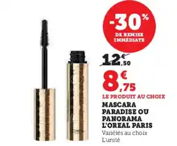 Hyper U L'OREAL PARIS Mascara paradise ou panorama offre
