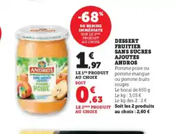 Hyper U ANDROS Dessert fruitier sans sucres ajoutes offre