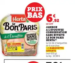 Hyper U HERTA Jambon a l'etouffee conservation sans nitrite le bon paris offre