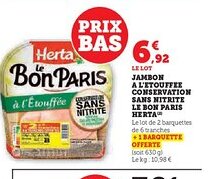 Hyper U HERTA Jambon a l'etouffee conservation sans nitrite le bon paris offre